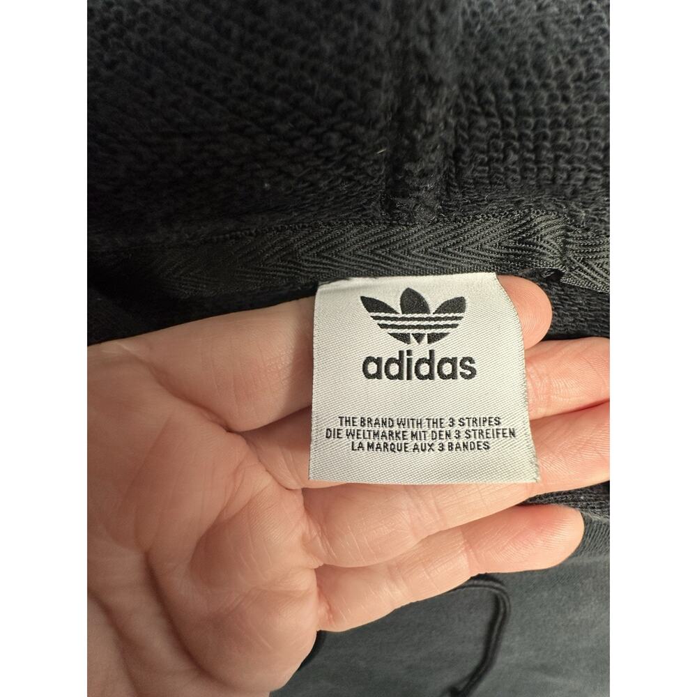 Adidas Sweatshirt Womens Large Crop Hoodie Originals Trefoil logo Black - Picture 3 of 10